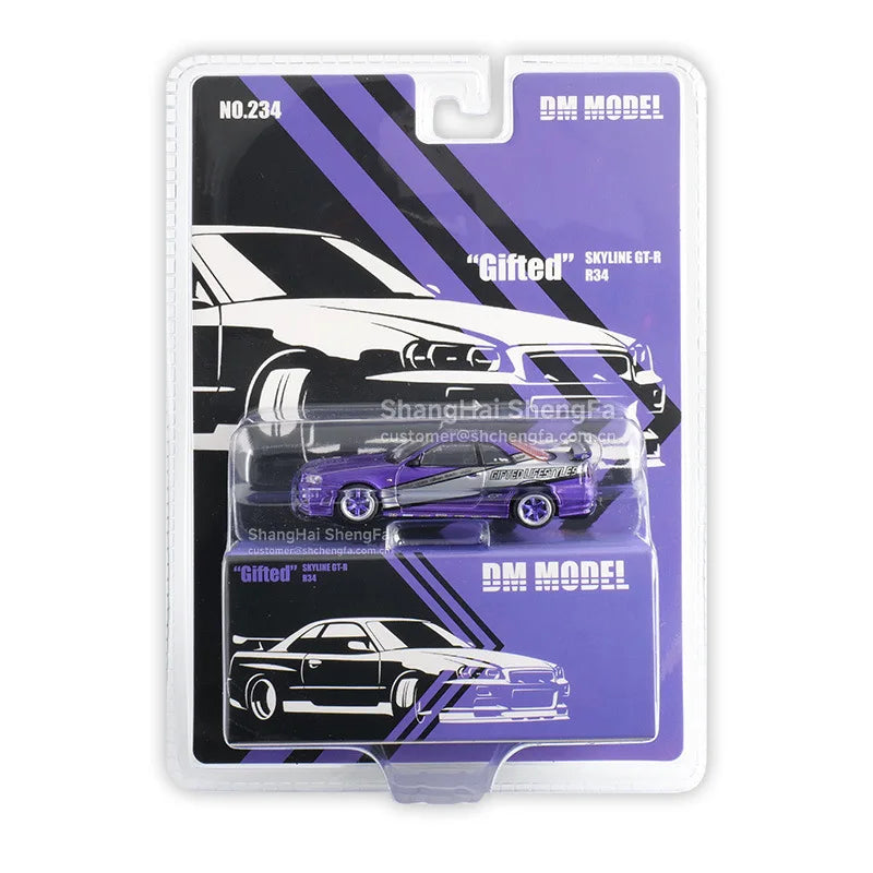 1:64 DCT DMMODEL Nissan Skyline GT-R R34 - Alloy Die-Cast Model, JDM Icon Collectible Car Gift