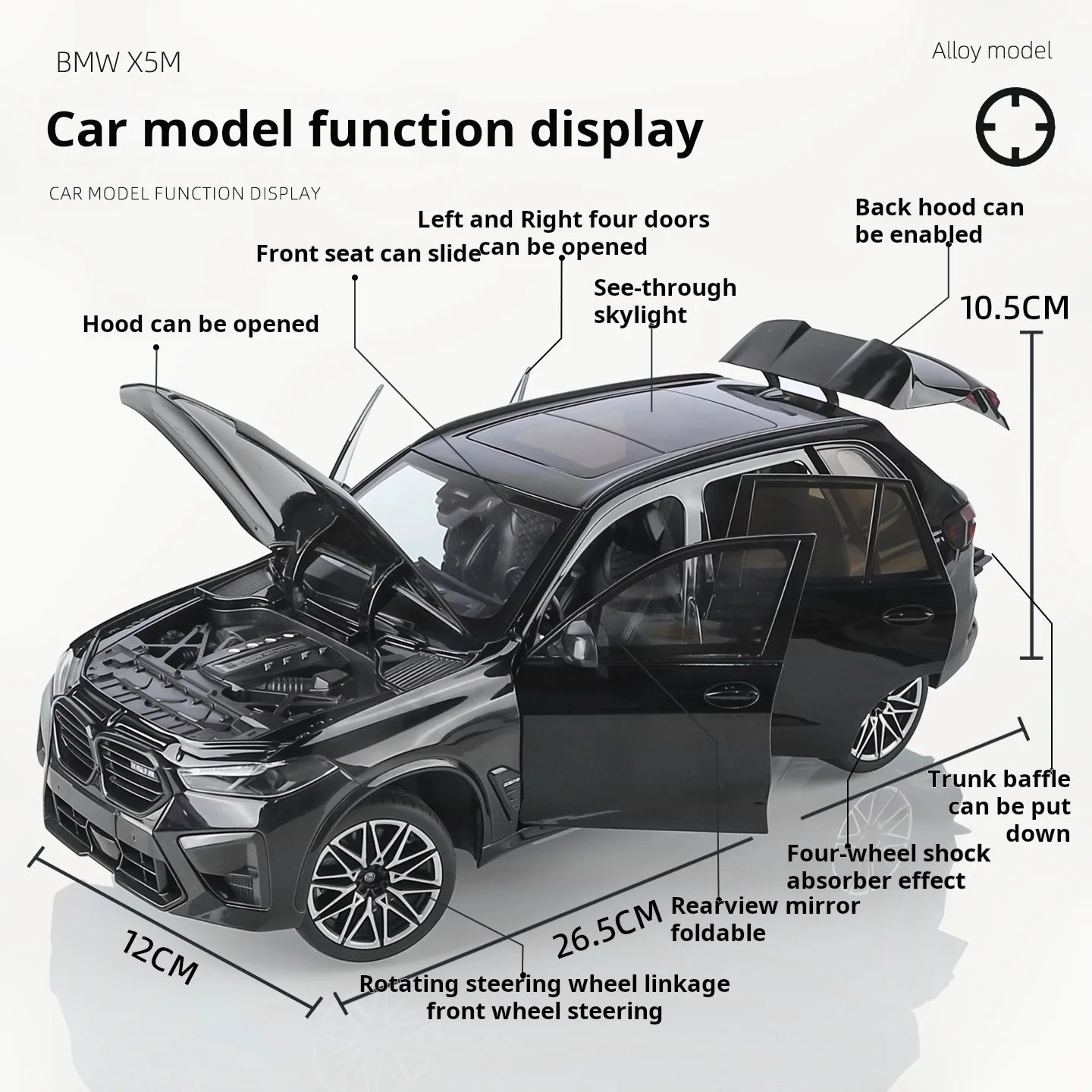 Official authorized 1:18 BMW X5M oversized SUV off-road vehicle Premium Model Toy car  Pull back toy car boys Gift collectibles