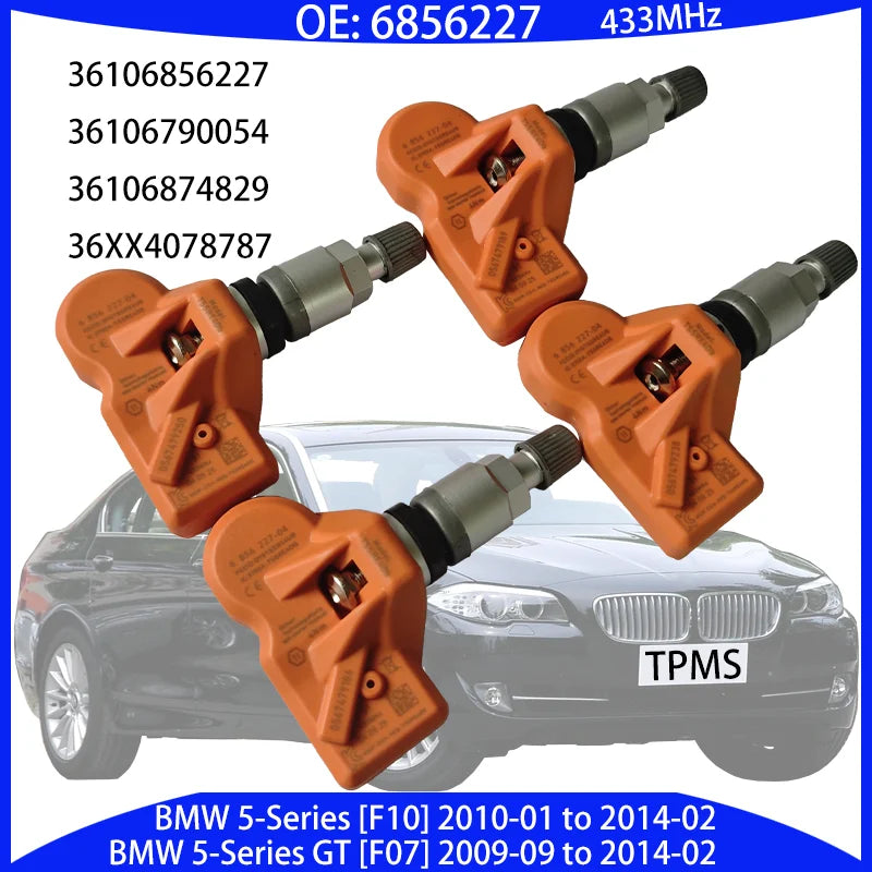 1/4PCS For BMW 5-Series [F10] 2010-01 to 2014-02 [F07] 2009-09 to 2014-02 Tire Pressure Sensor Monitoring Sensor 433MHz 6856227