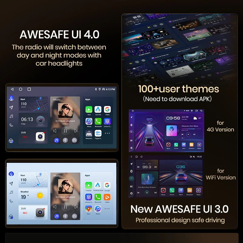 AWESAFE AI 4G LTE Wireless CarPlay Android Auto Car Radio For Mercedes Benz E-class W211 E200 E220 2002-2008 GPS Navi BT RDS FM