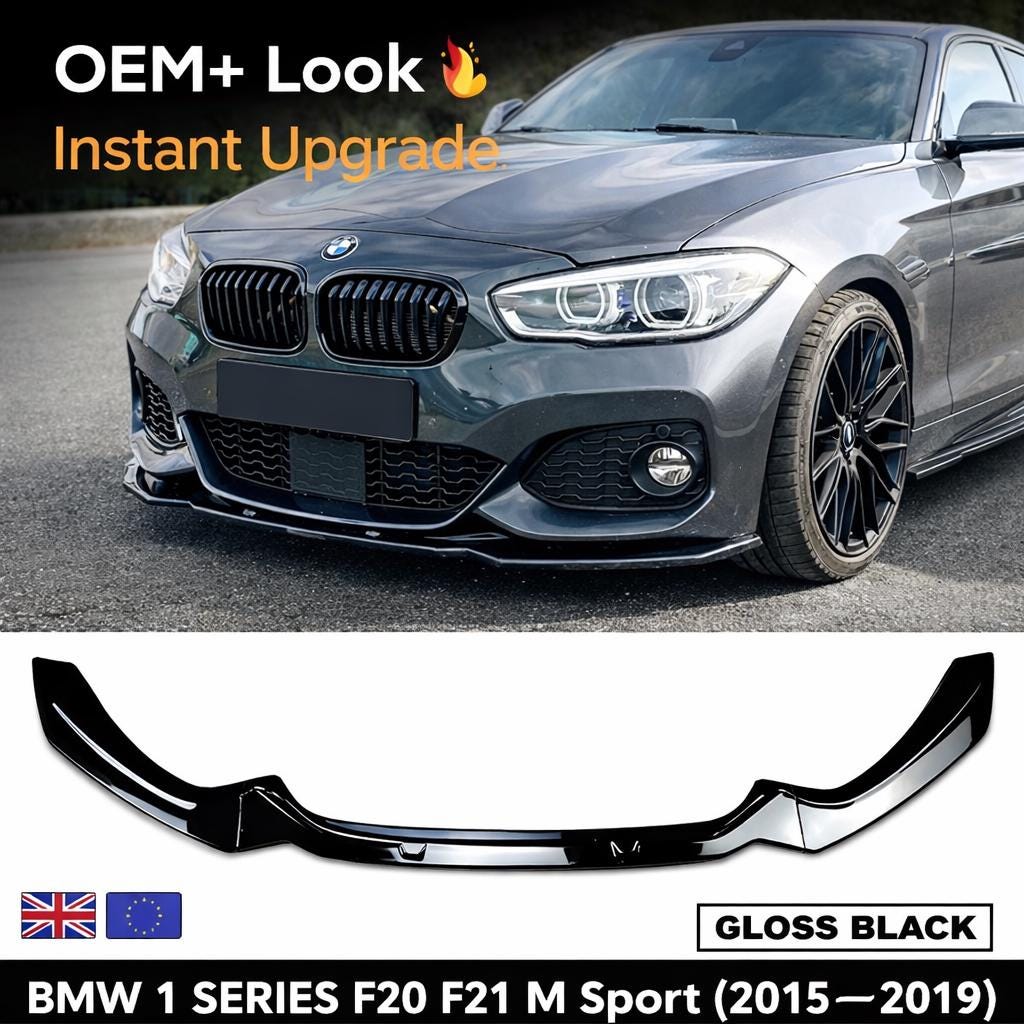 BMW 1 Series F20 F21 M Sport Gloss Black Front Lip Splitter (2015-2019)