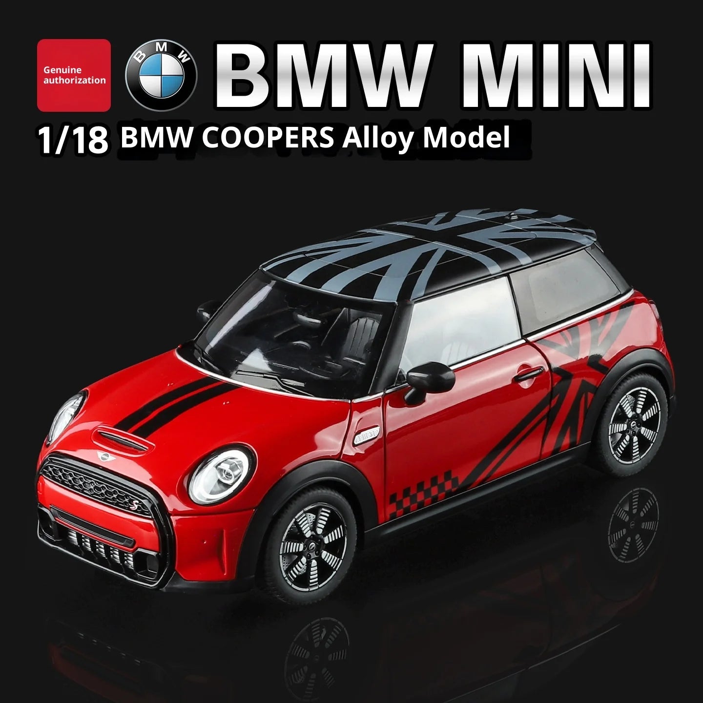 BMW 1:18 MINI Cooper S Genuine Licensed Alloy Diecast Model Car Opening Doors Collectible Photography Prop for Collectors
