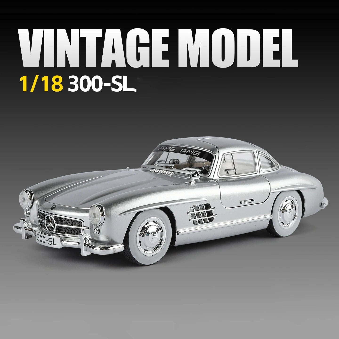 NEW 1:18 Benzs 300SL Alloy Car Model Sound and Light Pull Back Children's Toy Collectibles Birthday Gift