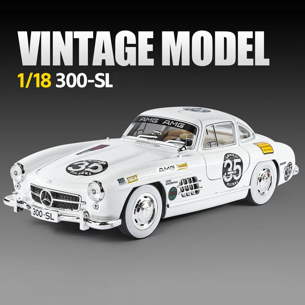 NEW 1:18 Benzs 300SL Alloy Car Model Sound and Light Pull Back Children's Toy Collectibles Birthday Gift