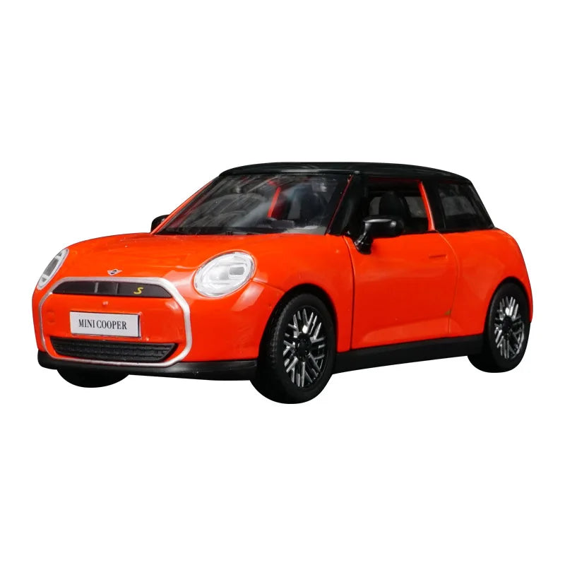 1:28 Simulation BMW Mini New Energy Alloy Car Model Door Can Open Sound and Light Power Car Ornament Collection Gift