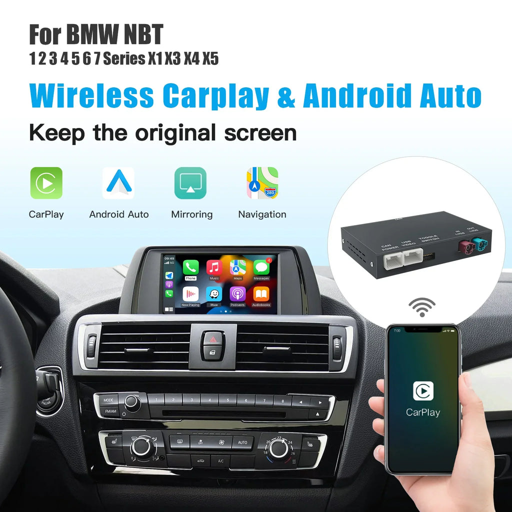 Wireless CarPlay And Android Auto For BMW NBT CIC System 1 2 3 4 5 6 7 Series X1 X3 X5 X6 F20-F25 F30-D36 F10 F48 F11 F10