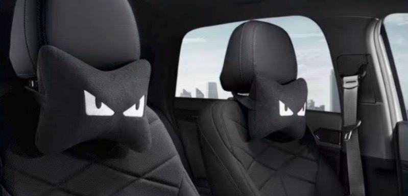 2x Demon Eye Car No Fear Neck Support Pillow Pair – Ergonomic Headrest Cushion