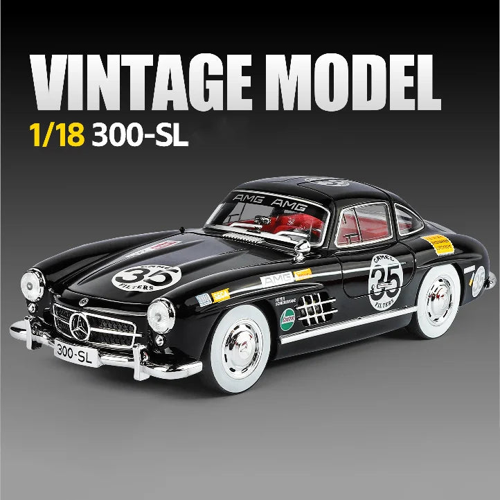 NEW 1:18 Benzs 300SL Alloy Car Model Sound and Light Pull Back Children's Toy Collectibles Birthday Gift