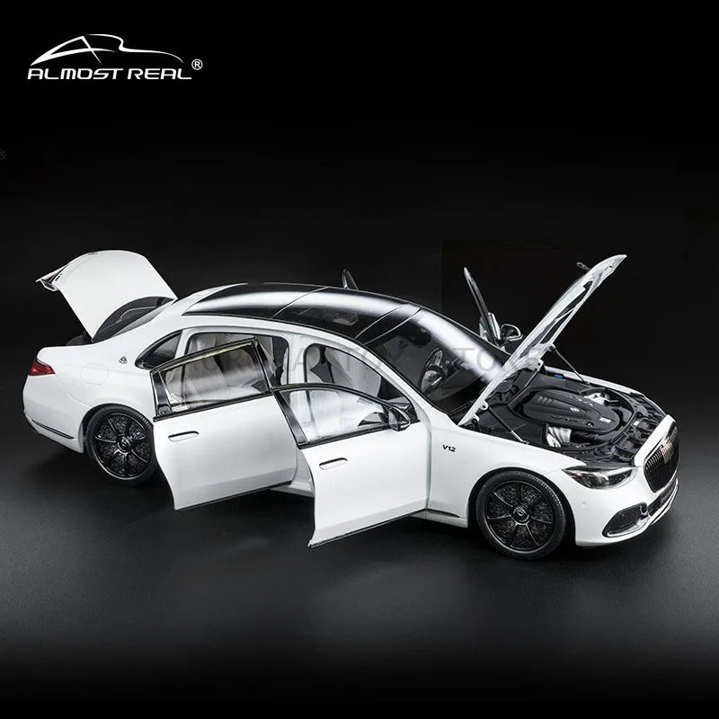 New Almost Real Car Model Mercedes Maybach S-Class Dark Night Series 1/18 Car Model Alloy Simulate Car Model Collect Custom Gift