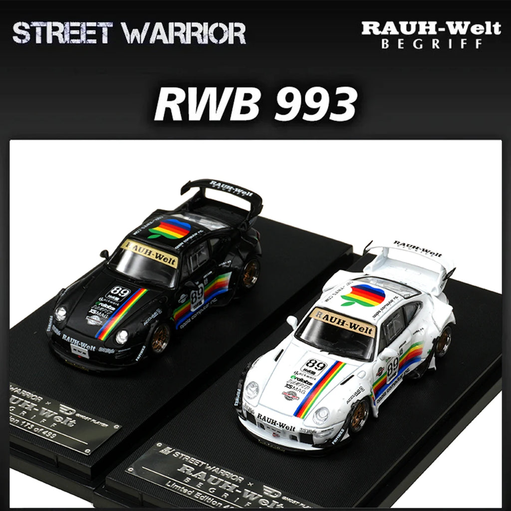 SW In Stock 1:64 RWB 993 Black Apple Diecast Diorama Car Model Collection Street  Warrior