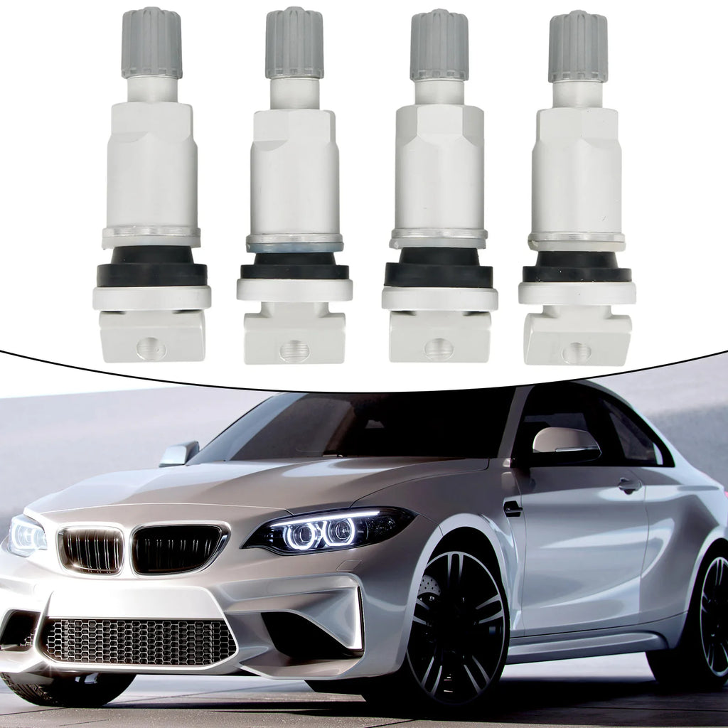 4PCS Tyre Pressure Sensor TPMS Stainless Steel Valve Stem Repair Kit Automobile Accessories For BMW 1 2 3 Series X1 X2 X3 Silver