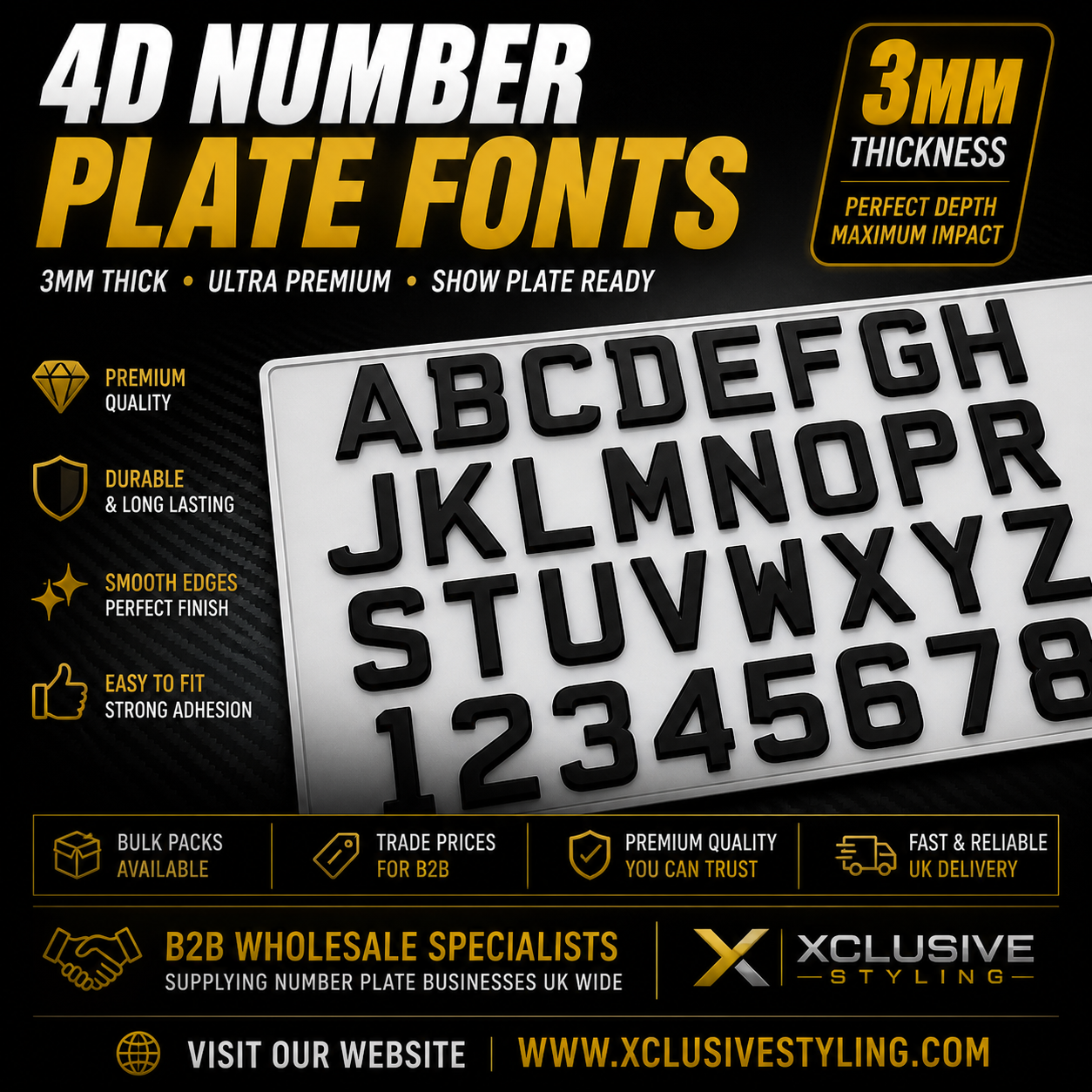 x700 DVLA Compliant Number Plate Digits – 3D Gel, Premium Gel, 4D 3mm & Bevelled image 5