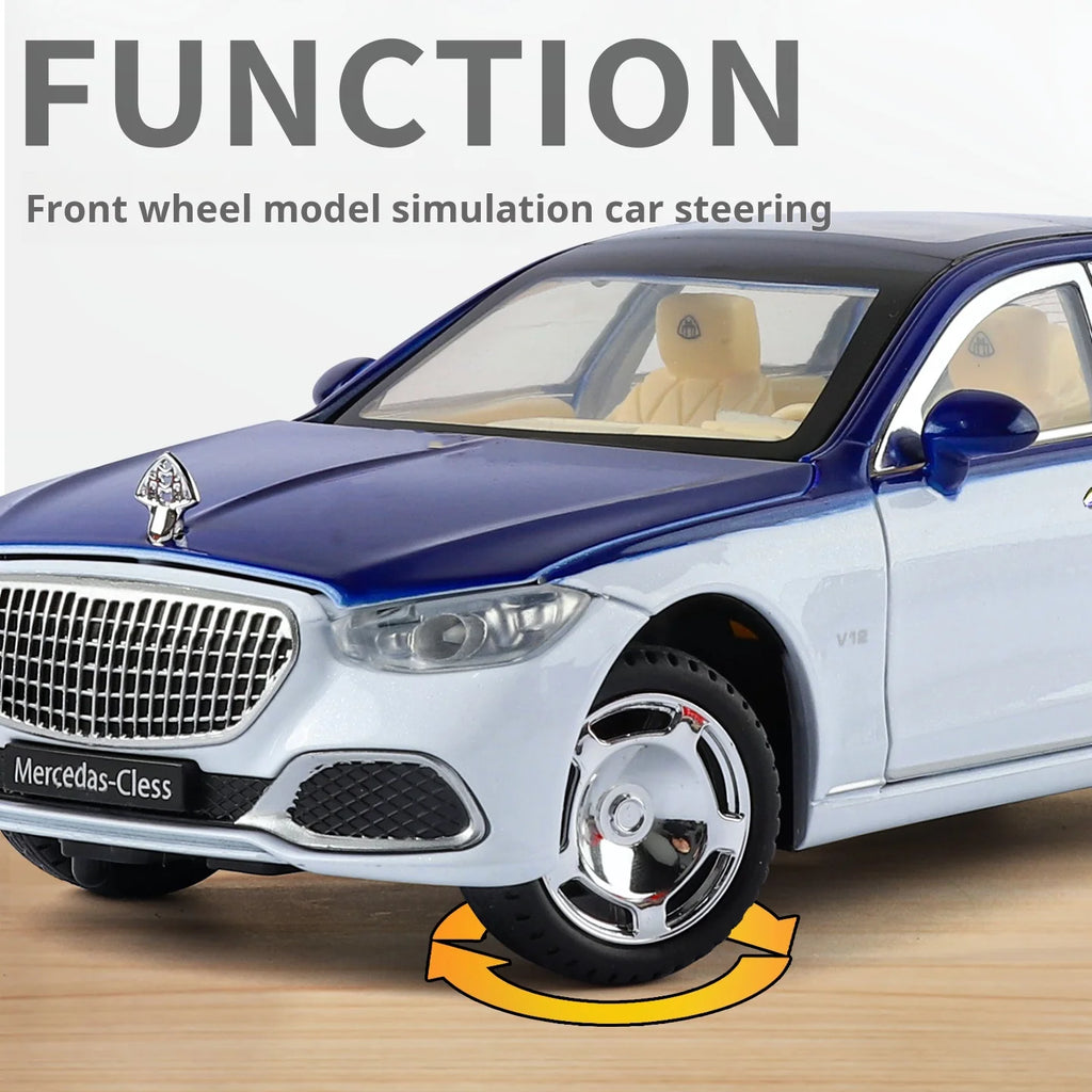 1:24 Mercedes-Maybach S680 Luxury Sedan Simulation Alloy Toy Car Metal Electric doors Opened Sound Light Models collection Gift
