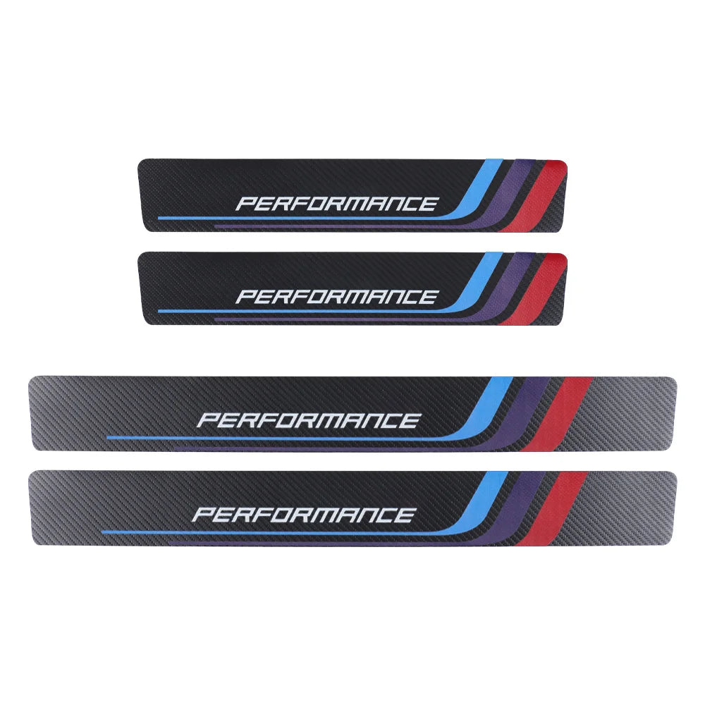 4pcs Carbon Fiber Sill Plate Stickers Guard Decals for Bmw Performance M 1 2 3 4 5 6 7 Series X1 X2 X3 X4 X5 X6 X7 Car Styling