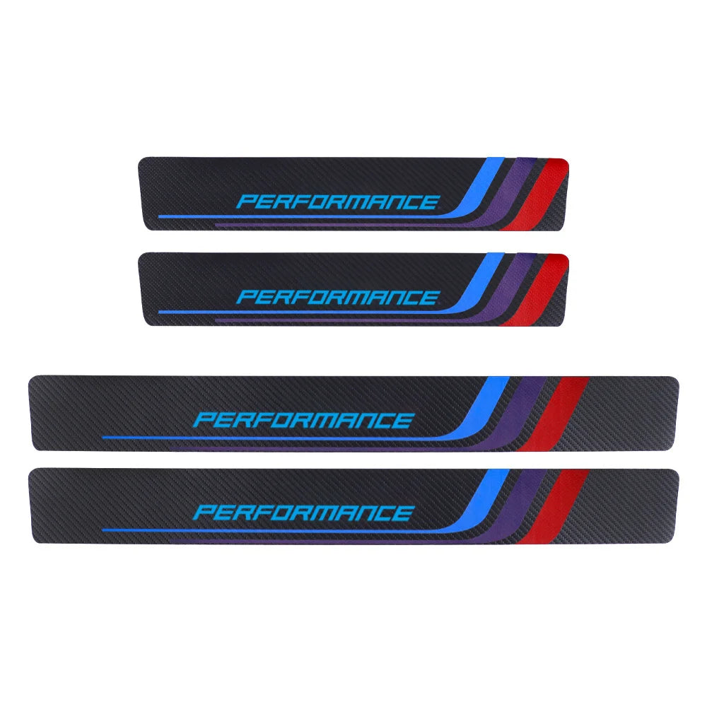 4pcs Carbon Fiber Sill Plate Stickers Guard Decals for Bmw Performance M 1 2 3 4 5 6 7 Series X1 X2 X3 X4 X5 X6 X7 Car Styling
