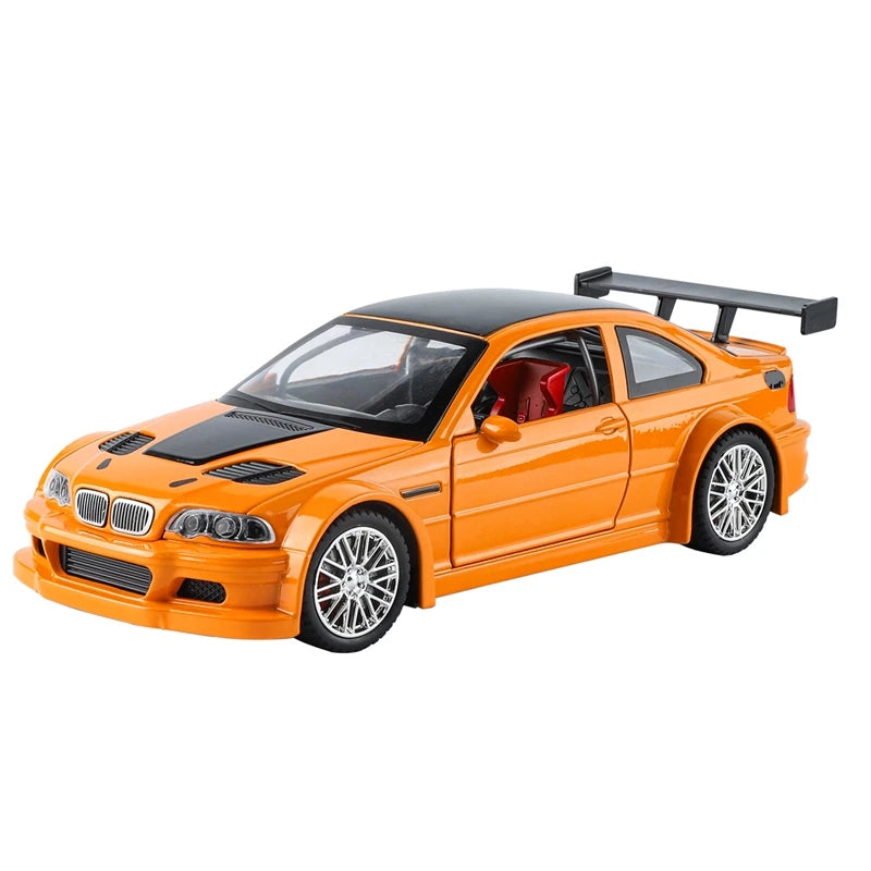 1:24 Simulation BMW M3 GTR E46 Alloy Car Model Decoration Collection Door Can Open Sound and Light Power Steering Racing Gift