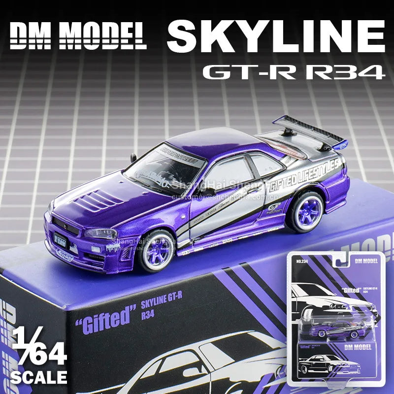 1:64 DCT DMMODEL Nissan Skyline GT-R R34 - Alloy Die-Cast Model, JDM Icon Collectible Car Gift