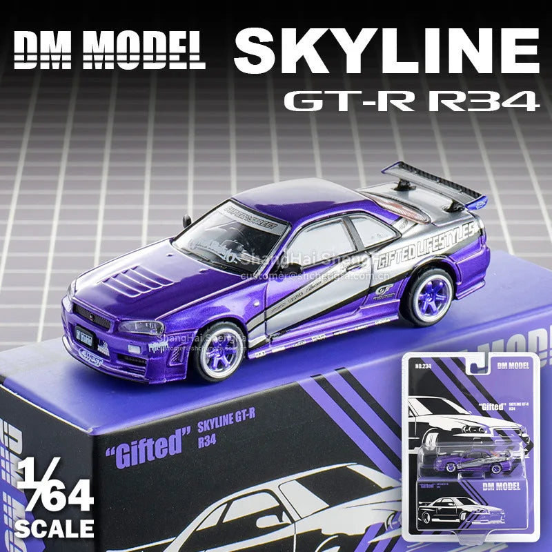 1:64 DCT DMMODEL Nissan Skyline GT-R R34 - Alloy Die-Cast Model, JDM Icon Collectible Car Gift