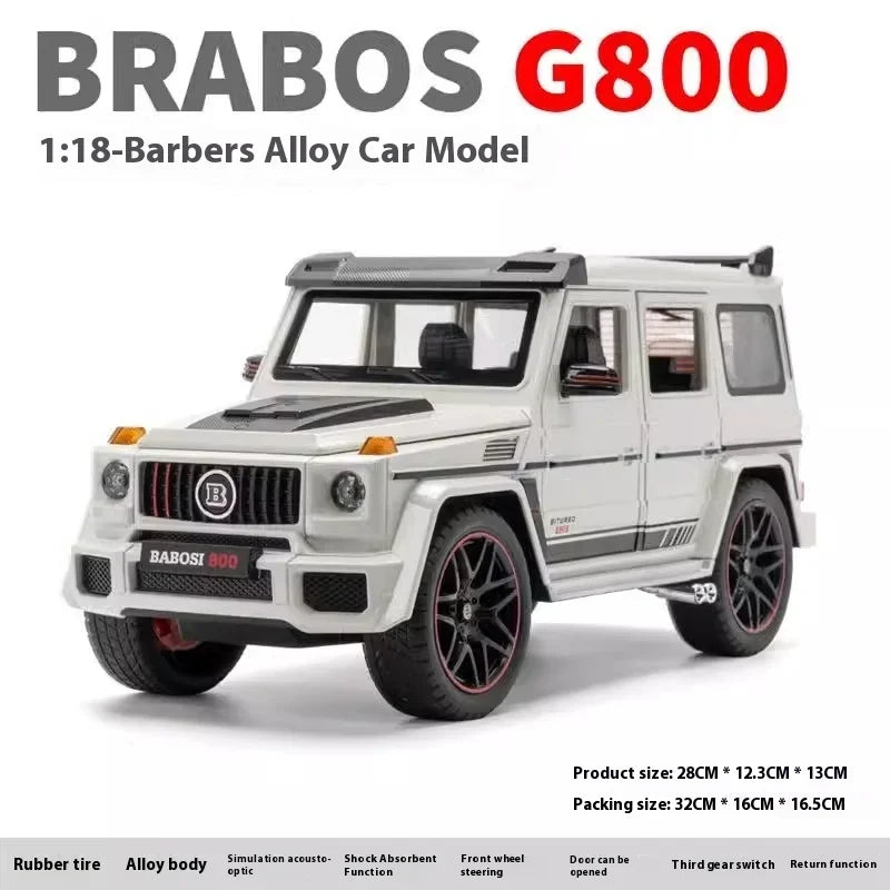 Large 1:18 Mercedes Benz Brabus G800 Ordinary Version Without Spray Alloy SUV Diecast Model Kids Gift Birthday Present For Boys