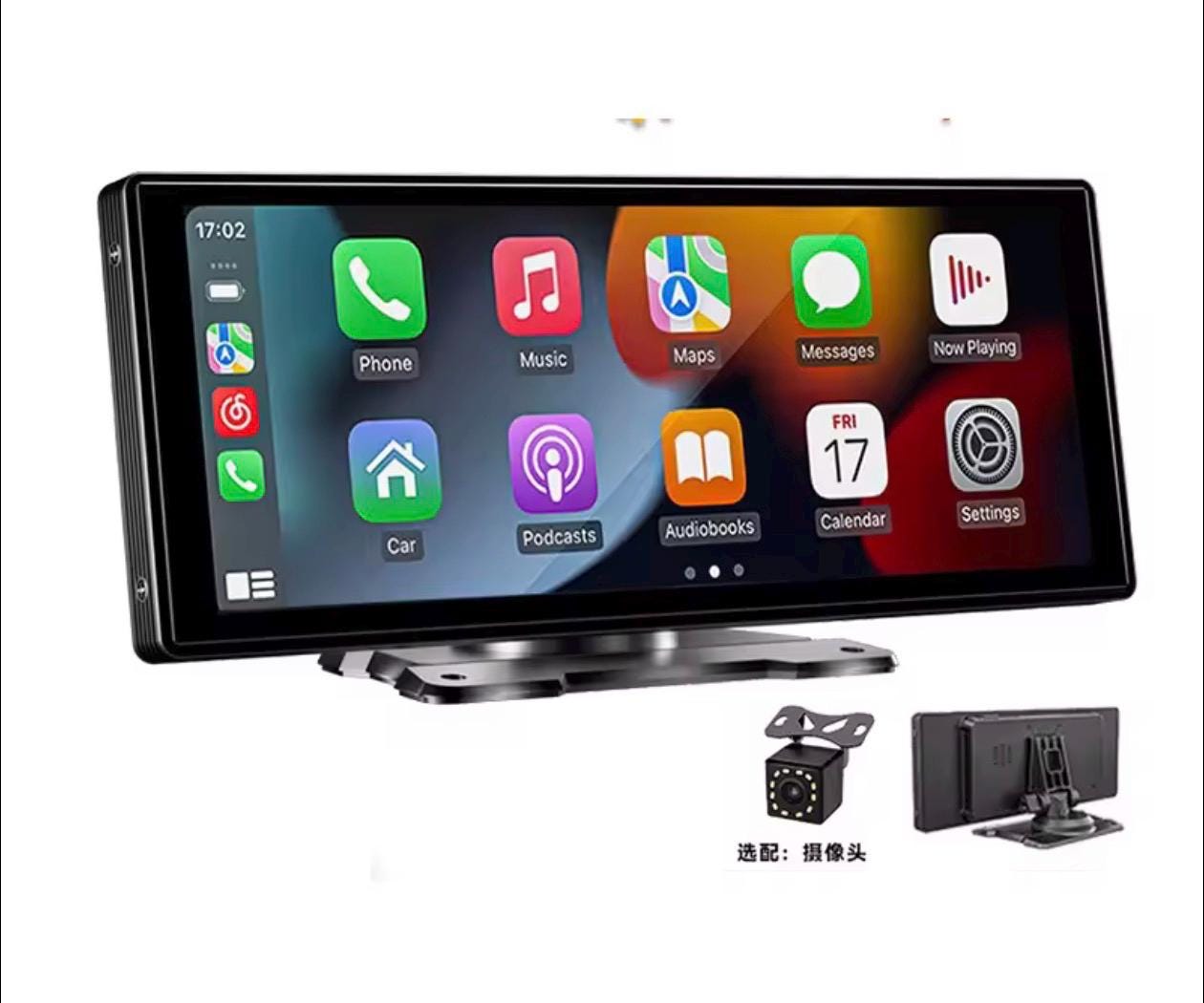 Wireless CarPlay Screen with Rear Camera | Easy Install Dashboard Upgrade | Apple CarPlay & Android Auto Display | Portable Car Screen Gift