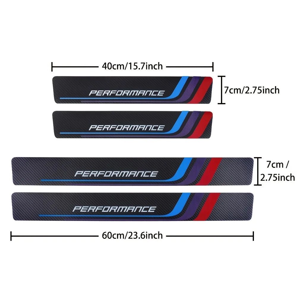 4pcs Carbon Fiber Sill Plate Stickers Guard Decals for Bmw Performance M 1 2 3 4 5 6 7 Series X1 X2 X3 X4 X5 X6 X7 Car Styling