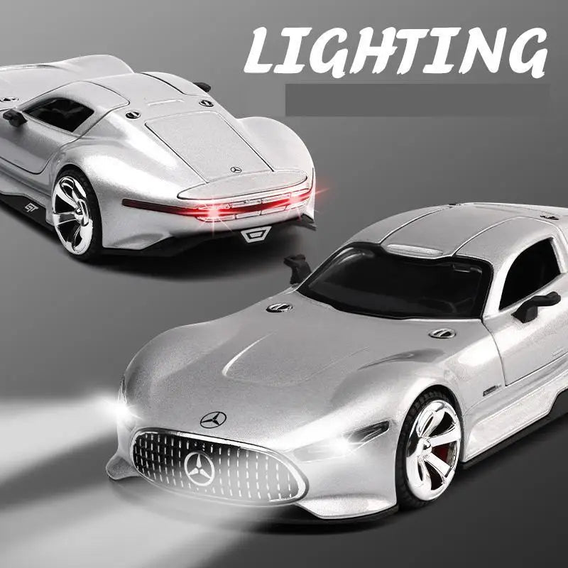 1/32 Mercedes-Benz AMG Vision GT Toy Car Model Diecast Alloy Miniature Sound & Light Pull Back 1:32 Collection Gift For Boy Kid