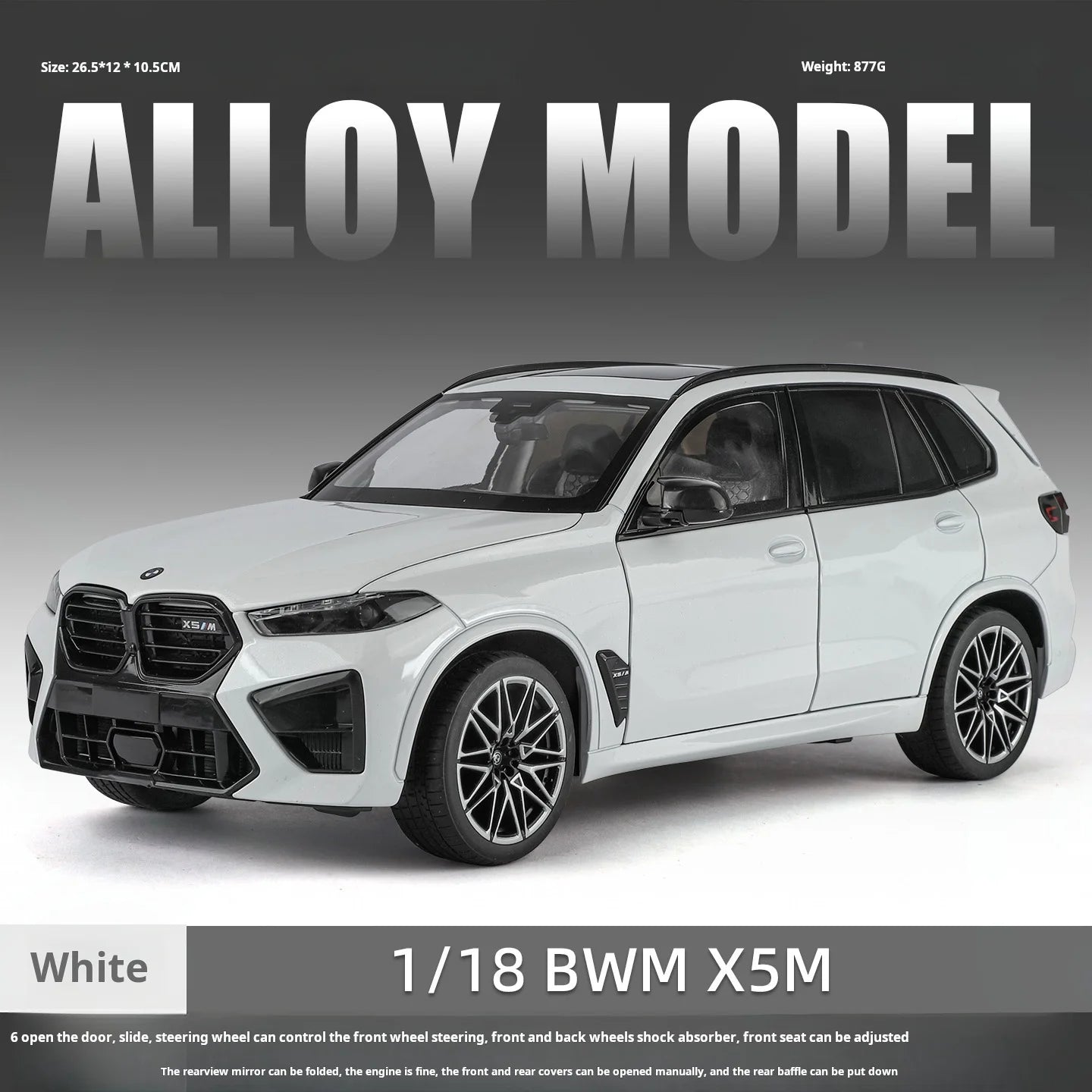 Official authorized 1:18 BMW X5M oversized SUV off-road vehicle Premium Model Toy car  Pull back toy car boys Gift collectibles