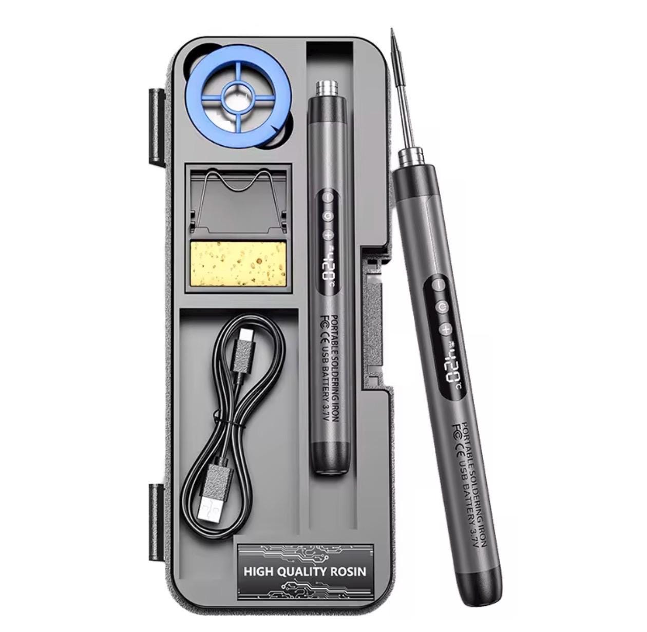 Portable USB Soldering Iron Kit with Digital Display | Rechargeable Cordless Soldering Pen | DIY Electronics Repair Tool | Type-C Fast Charg