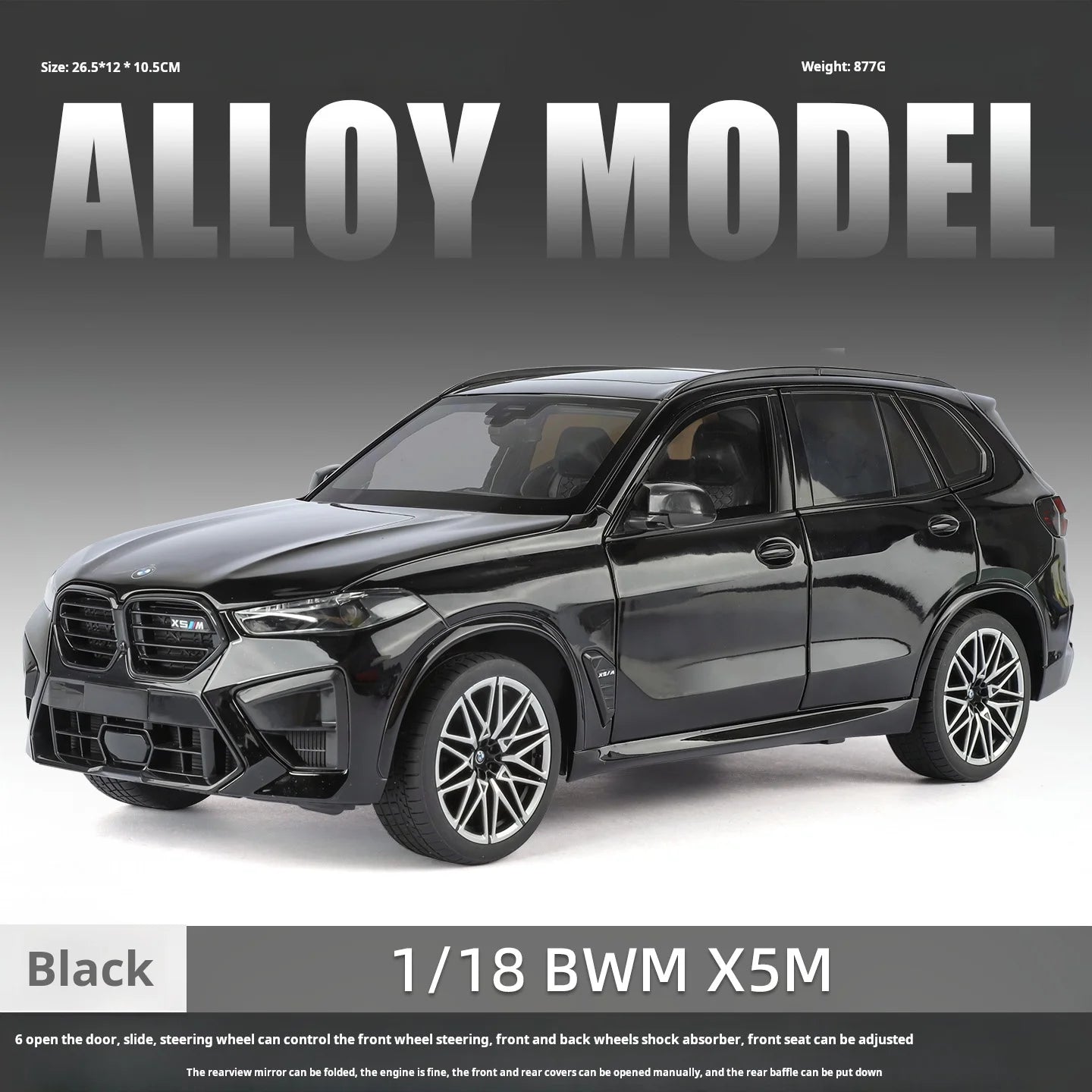 Official authorized 1:18 BMW X5M oversized SUV off-road vehicle Premium Model Toy car  Pull back toy car boys Gift collectibles