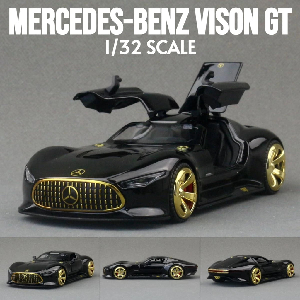 1/32 Mercedes-Benz AMG Vision GT Toy Car Model Diecast Alloy Miniature Sound & Light Pull Back 1:32 Collection Gift For Boy Kid