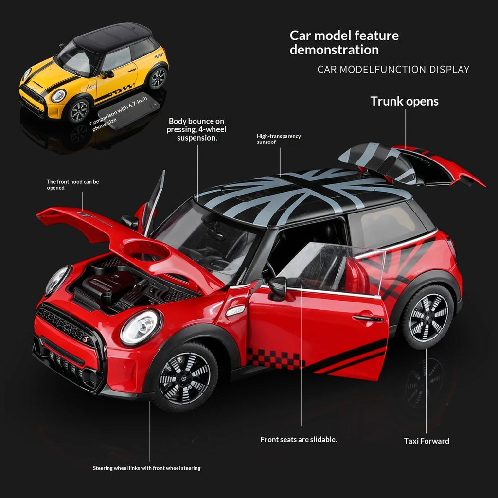 BMW 1:18 MINI Cooper S Genuine Licensed Alloy Diecast Model Car Opening Doors Collectible Photography Prop for Collectors