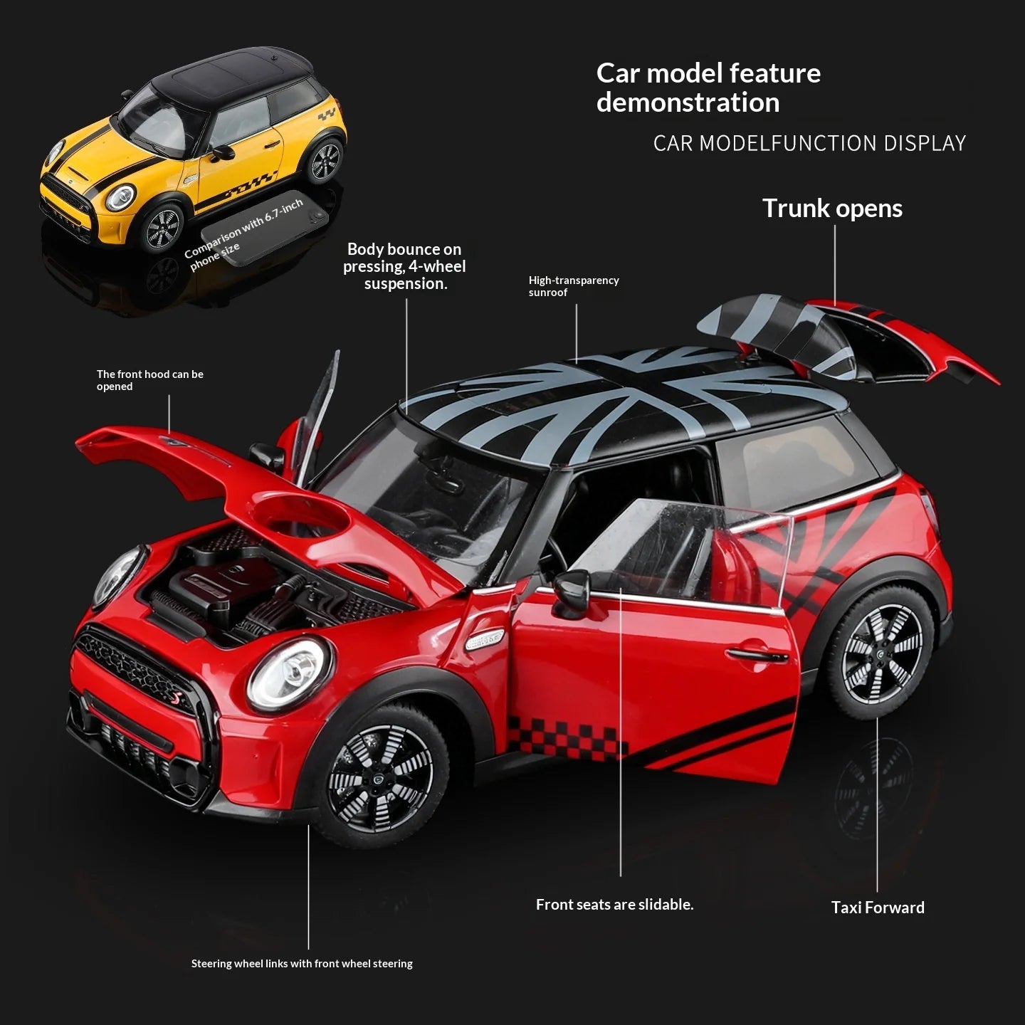 BMW 1:18 MINI Cooper S Genuine Licensed Alloy Diecast Model Car Opening Doors Collectible Photography Prop for Collectors
