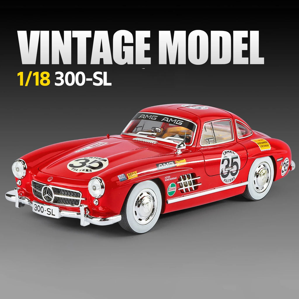 NEW 1:18 Benzs 300SL Alloy Car Model Sound and Light Pull Back Children's Toy Collectibles Birthday Gift
