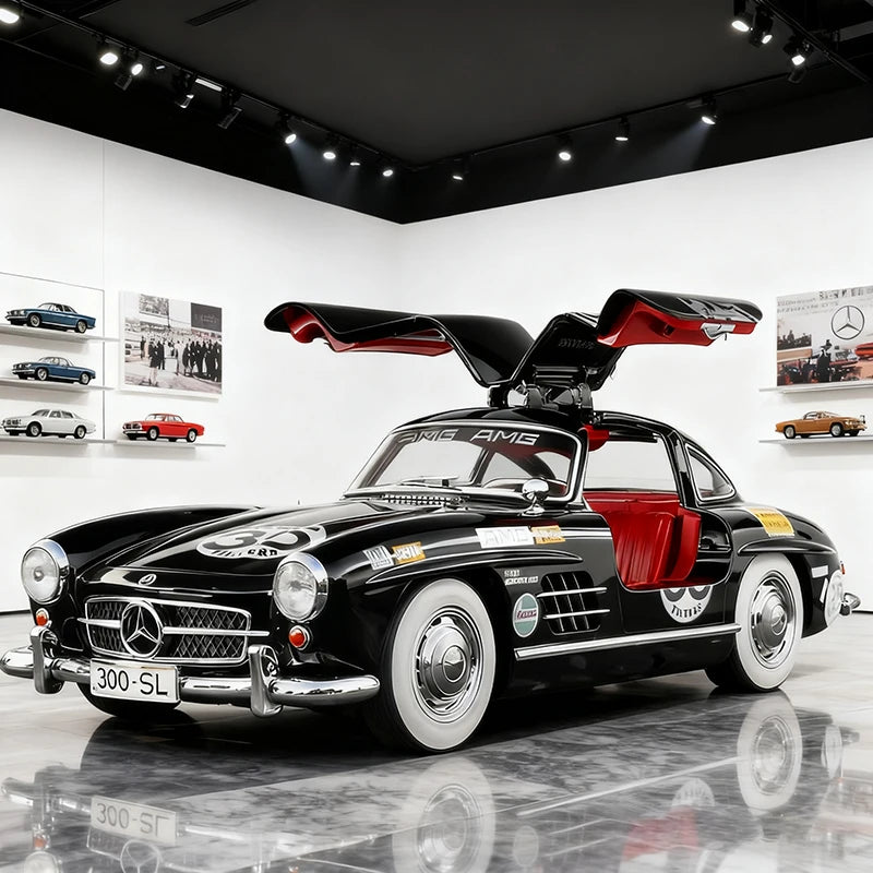 NEW 1:18 Benzs 300SL Alloy Car Model Sound and Light Pull Back Children's Toy Collectibles Birthday Gift