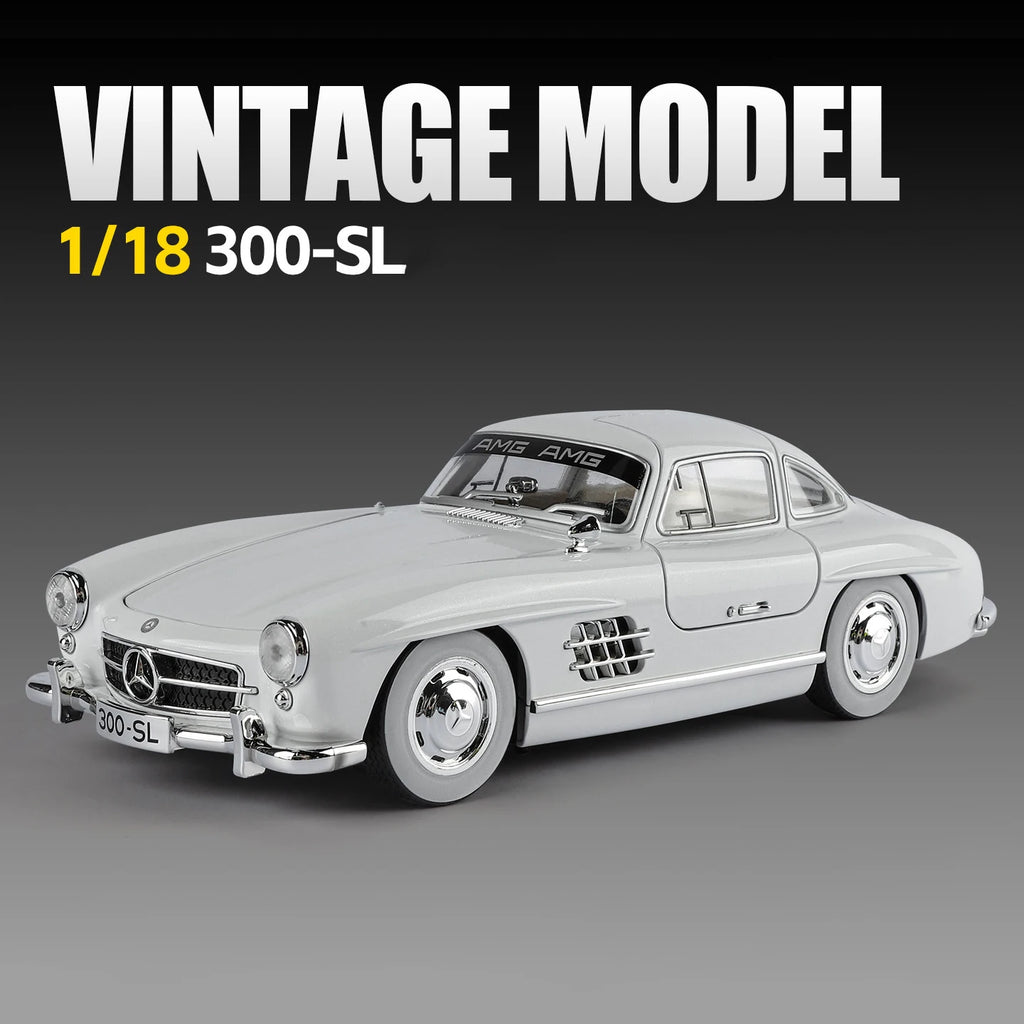 NEW 1:18 Benzs 300SL Alloy Car Model Sound and Light Pull Back Children's Toy Collectibles Birthday Gift