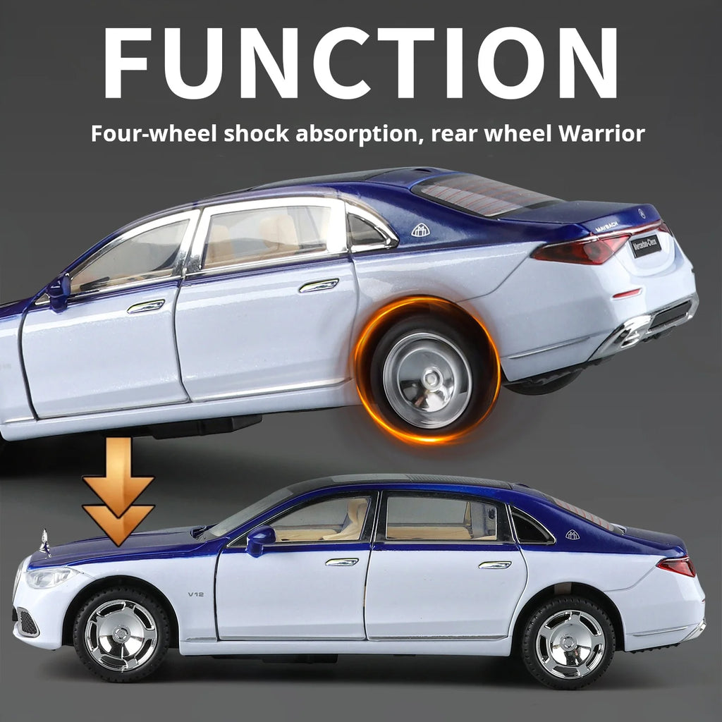 1:24 Mercedes-Maybach S680 Luxury Sedan Simulation Alloy Toy Car Metal Electric doors Opened Sound Light Models collection Gift