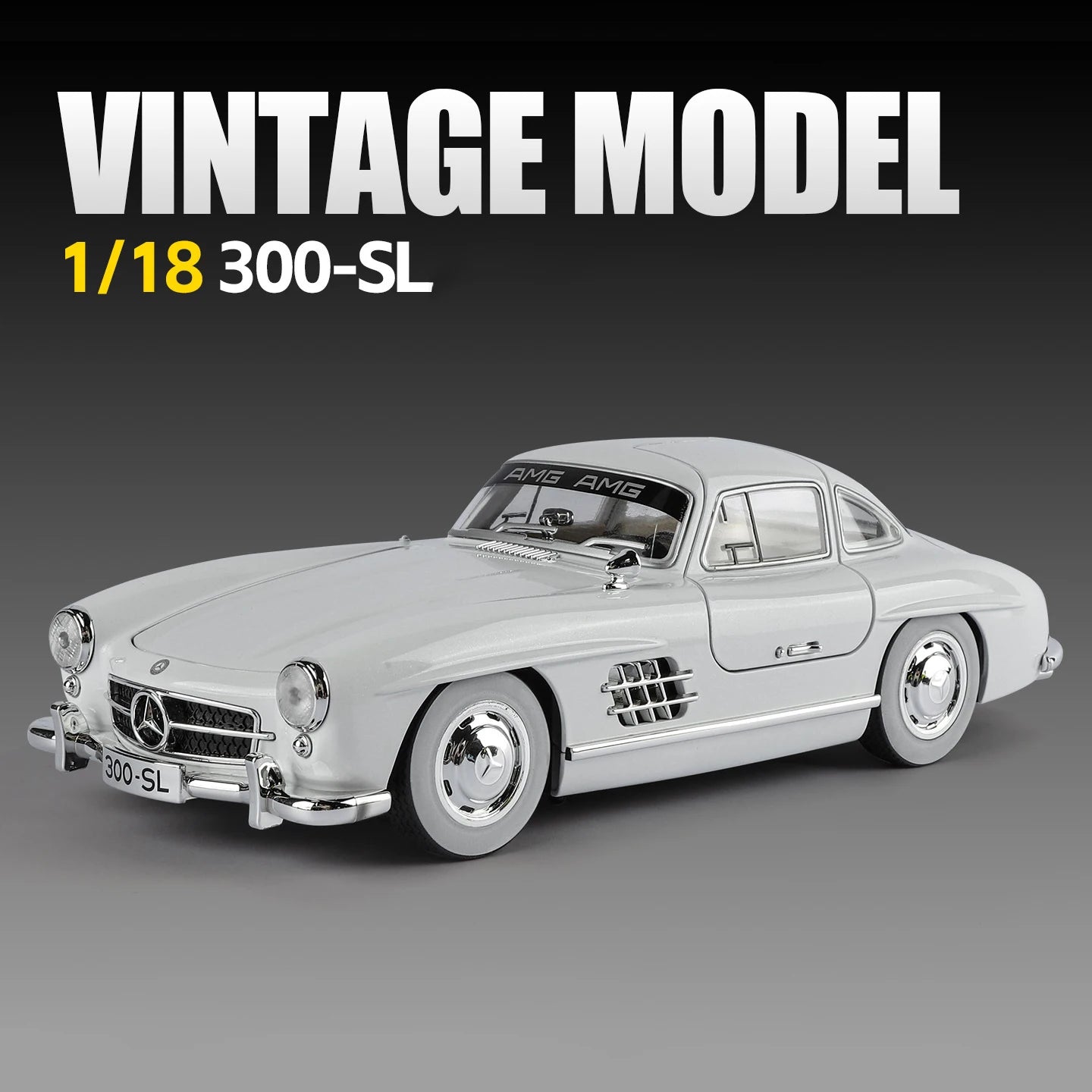 NEW 1:18 Benzs 300SL Alloy Car Model Sound and Light Pull Back Children's Toy Collectibles Birthday Gift