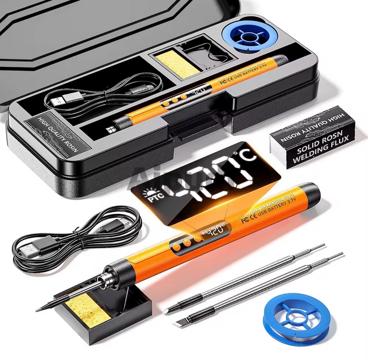 Portable USB Soldering Iron Kit with Digital Display | Rechargeable Cordless Soldering Pen | DIY Electronics Repair Tool | Type-C Fast Charg